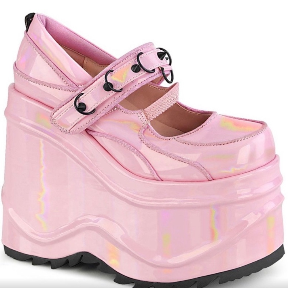 Demonia Pink Platform Mary Janes